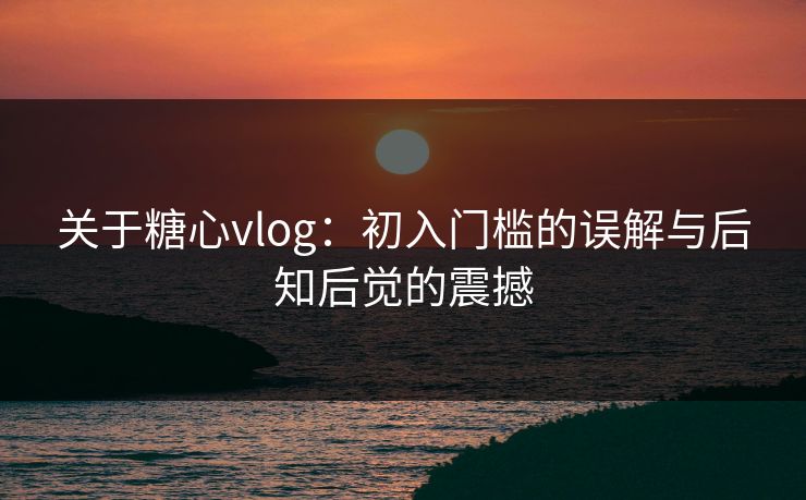 关于糖心vlog：初入门槛的误解与后知后觉的震撼