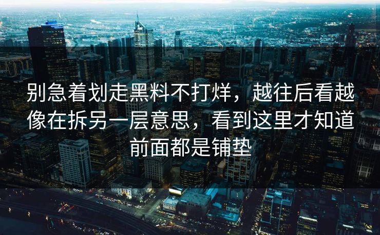 别急着划走黑料不打烊，越往后看越像在拆另一层意思，看到这里才知道前面都是铺垫