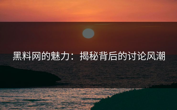 黑料网的魅力：揭秘背后的讨论风潮