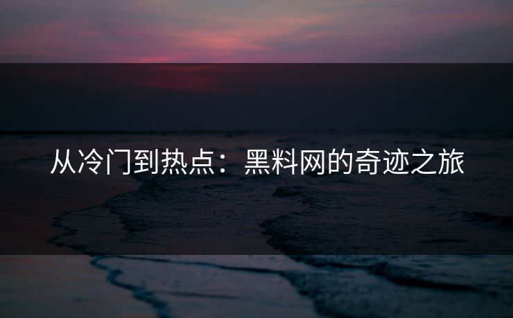 从冷门到热点：黑料网的奇迹之旅