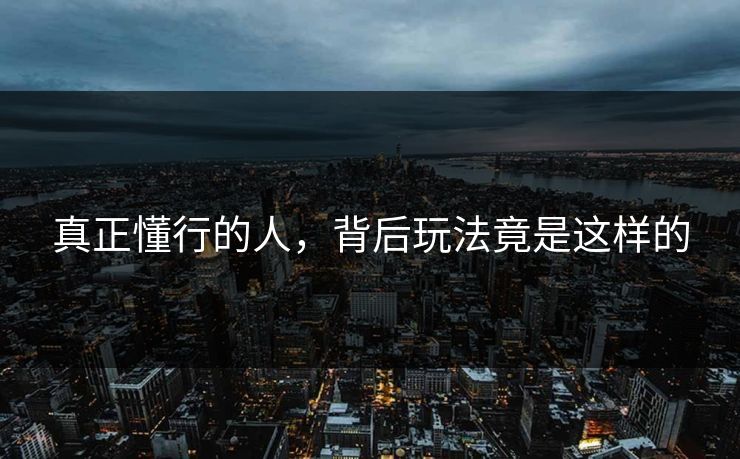真正懂行的人,背后玩法竟是这样的 第1张 真正懂行的人,背后玩法竟是这样的 第1张
