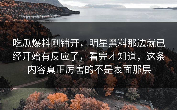 吃瓜爆料刚铺开,明星黑料那边就已经开始有反应了,看完才知道,这条内容真正厉害的不是表面那层 第1张 吃瓜爆料刚铺开,明星黑料那边就已经开始有反应了,看完才知道,这条内容真正厉害的不是表面那层 第1张