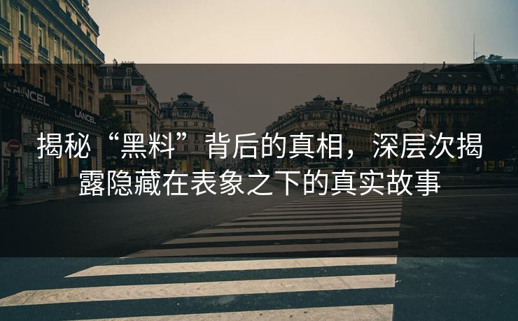 揭秘“黑料”背后的真相,深层次揭露隐藏在表象之下的真实故事 第1张 揭秘“黑料”背后的真相,深层次揭露隐藏在表象之下的真实故事 第1张